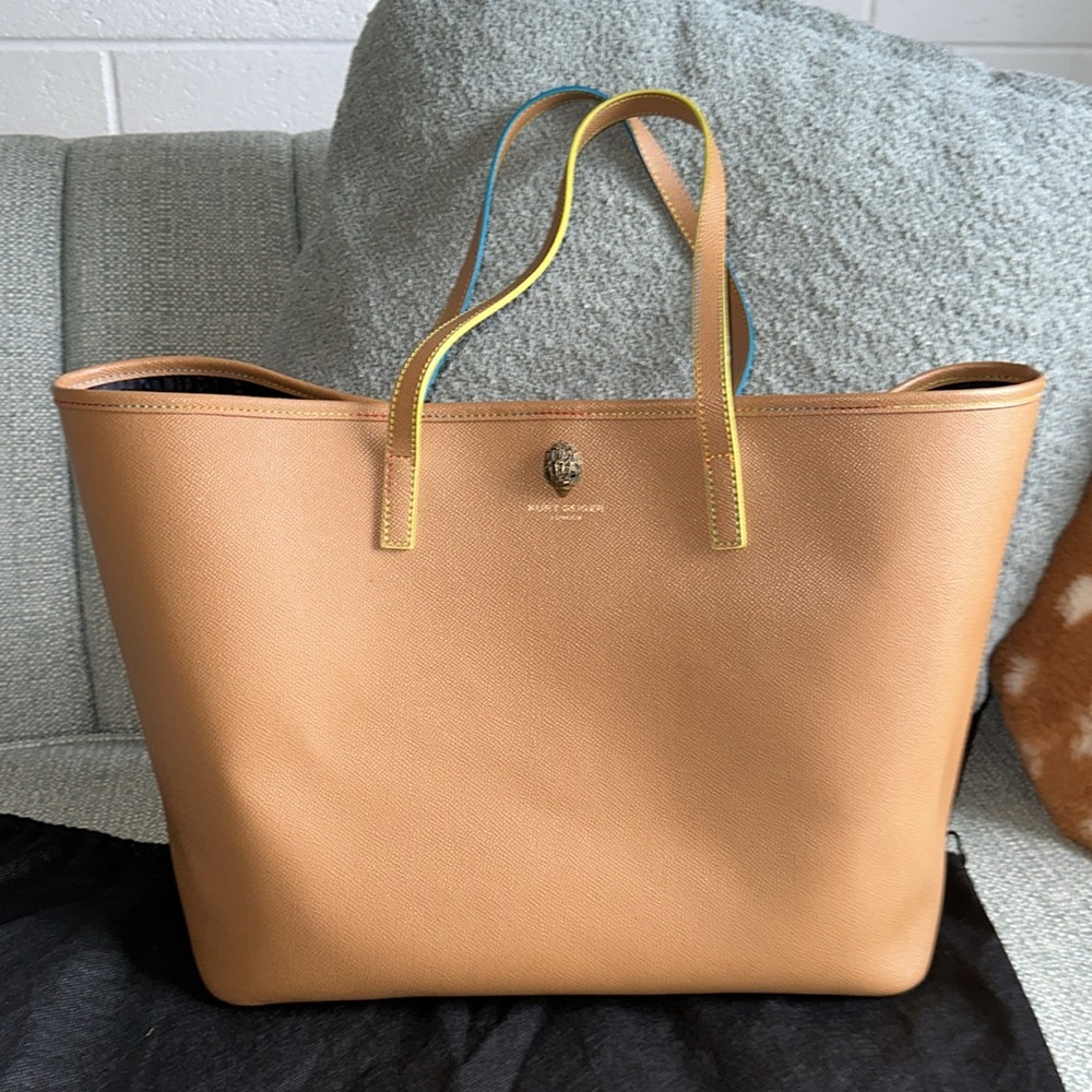 Kurt Geiger London Richmond Leather Tote with rainbow stitching NWOT